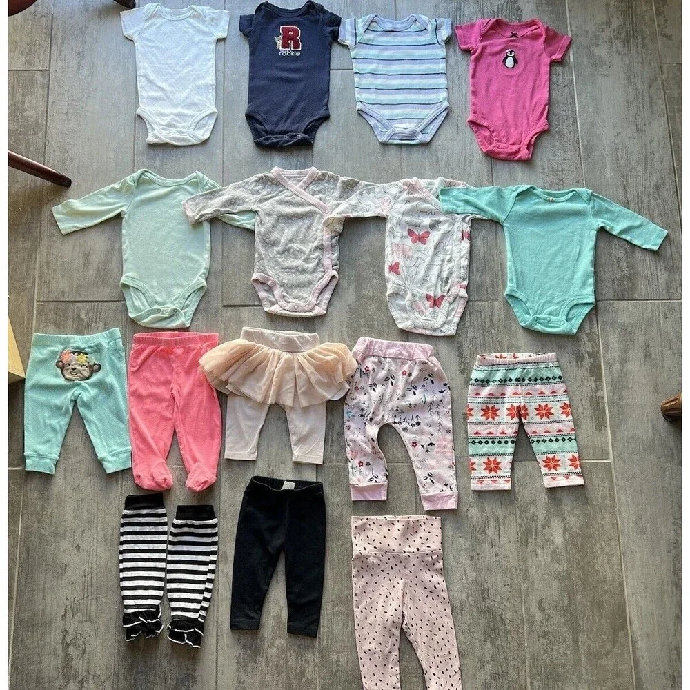 Baby Girl HUGE LOT Outfit Sets Mix & Match Wardrobe 16 Piece Pants Bodysuits 3m